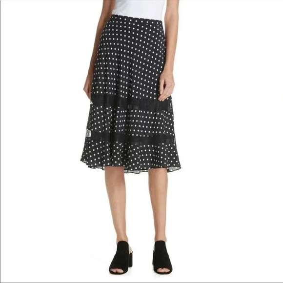 Lewit polka dot lace midi silk skirt - Picture 1 of 10